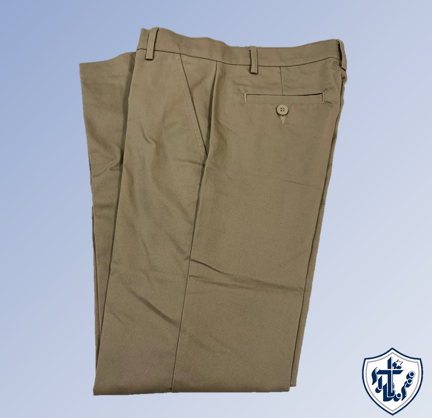 Flat Front Pants Boys Husky-Khaki : 12 H.