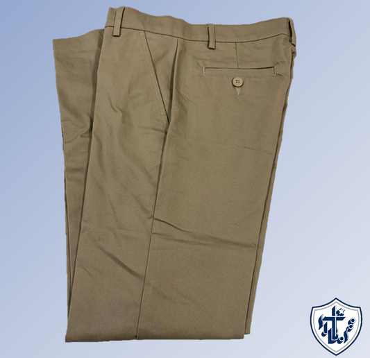Flat Front Pants Boys R.-Khaki : 12  Reg.