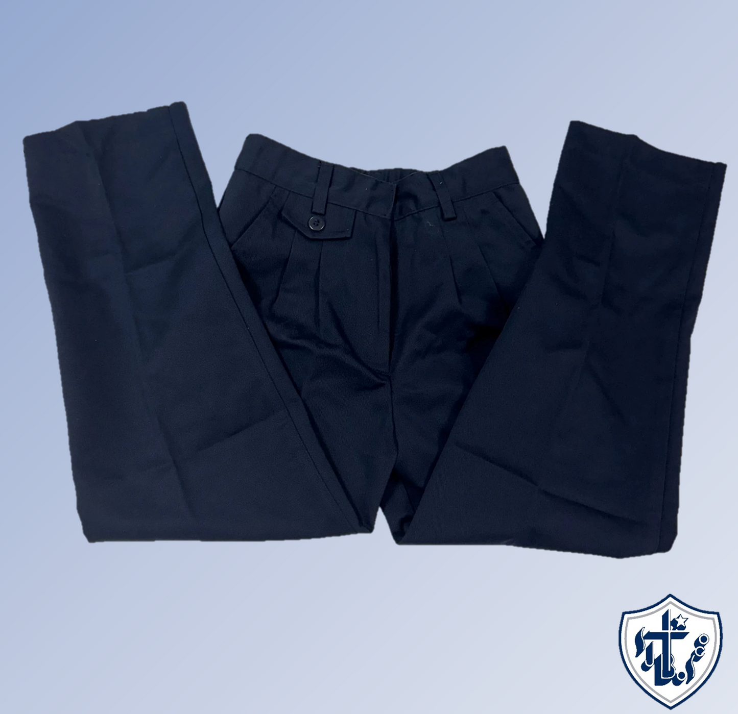 Pleated Pants Girls-Navy : 6